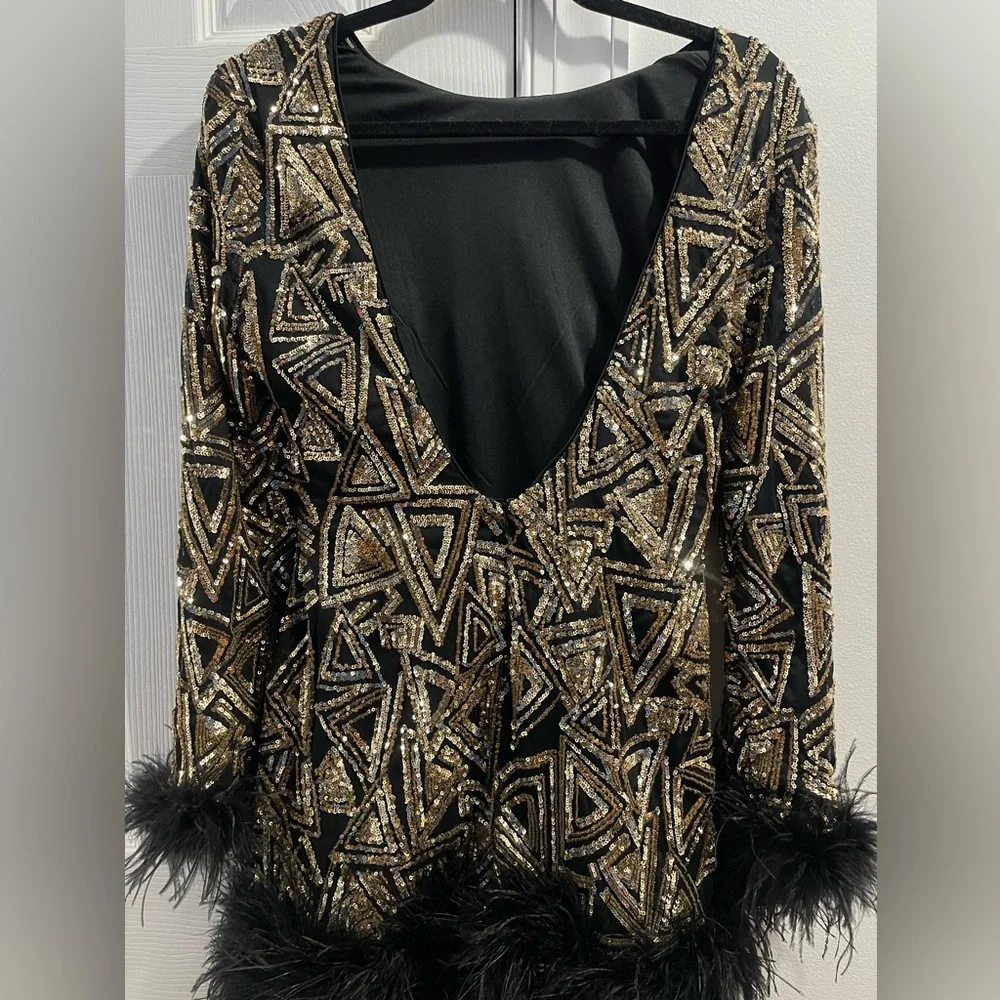 Rare London Sequin Mini Dress - Holiday Sequin - Tapered fit - Picture 3 of 4